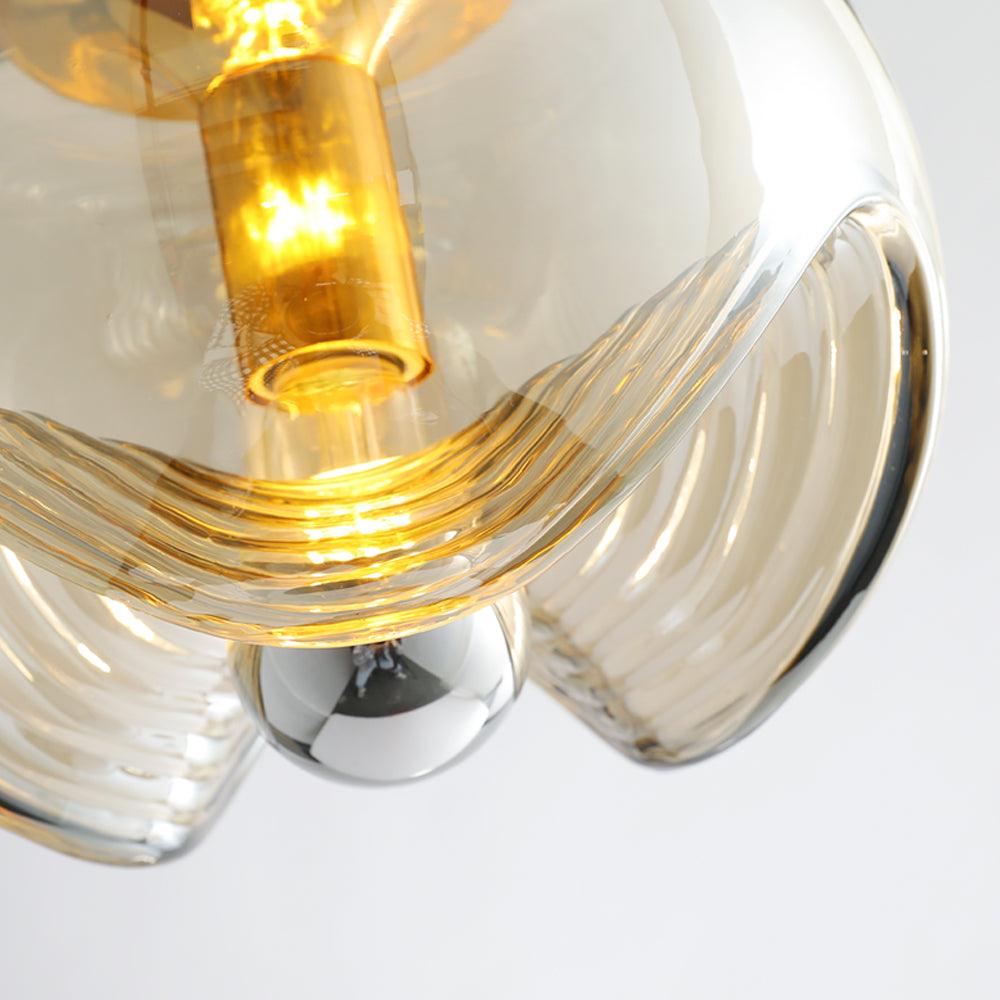 Wave Pendant Lamp | Modern Fluid Glass Hanging Light | E26/E27 LED/Edison Fixture | Adjustable Suspension Ceiling Lighting