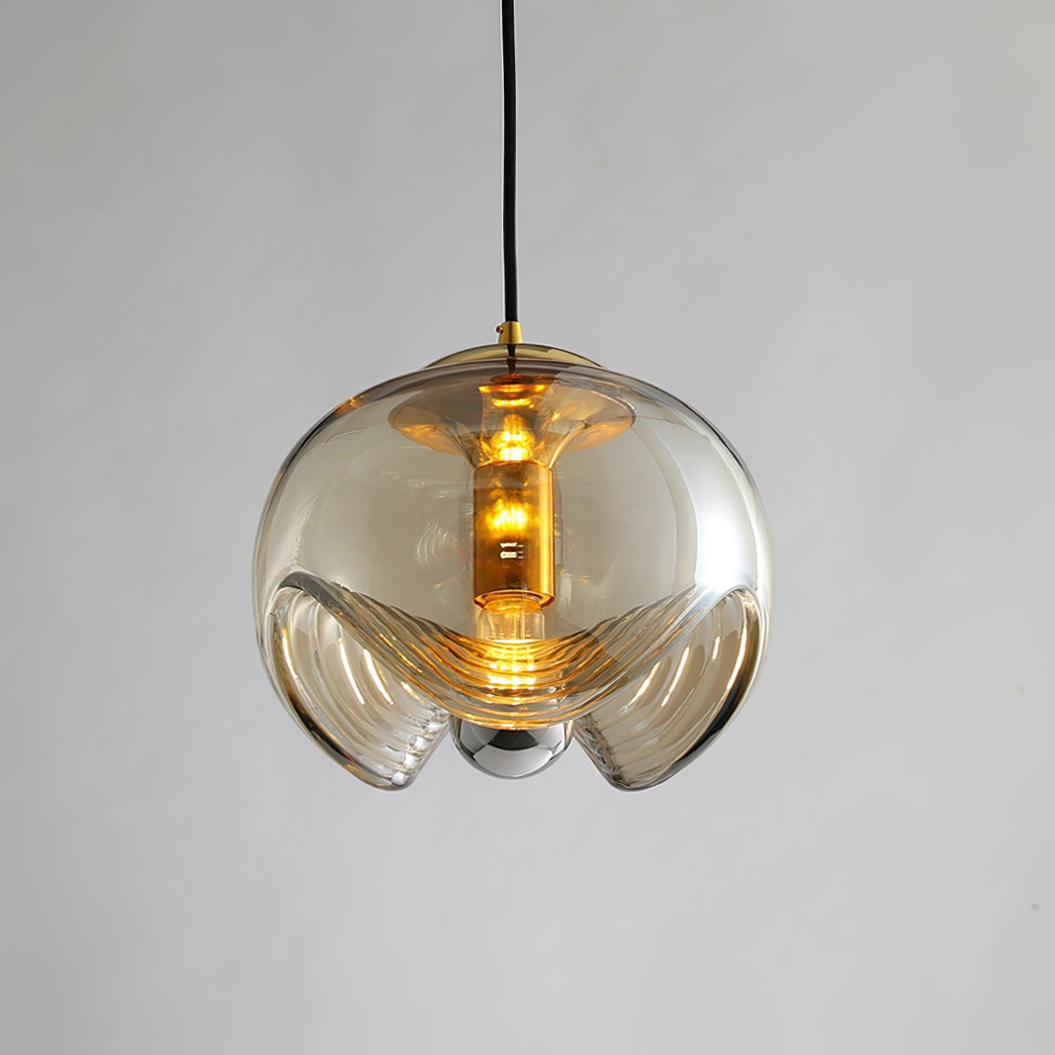 Wave Pendant Lamp | Modern Fluid Glass Hanging Light | E26/E27 LED/Edison Fixture | Adjustable Suspension Ceiling Lighting