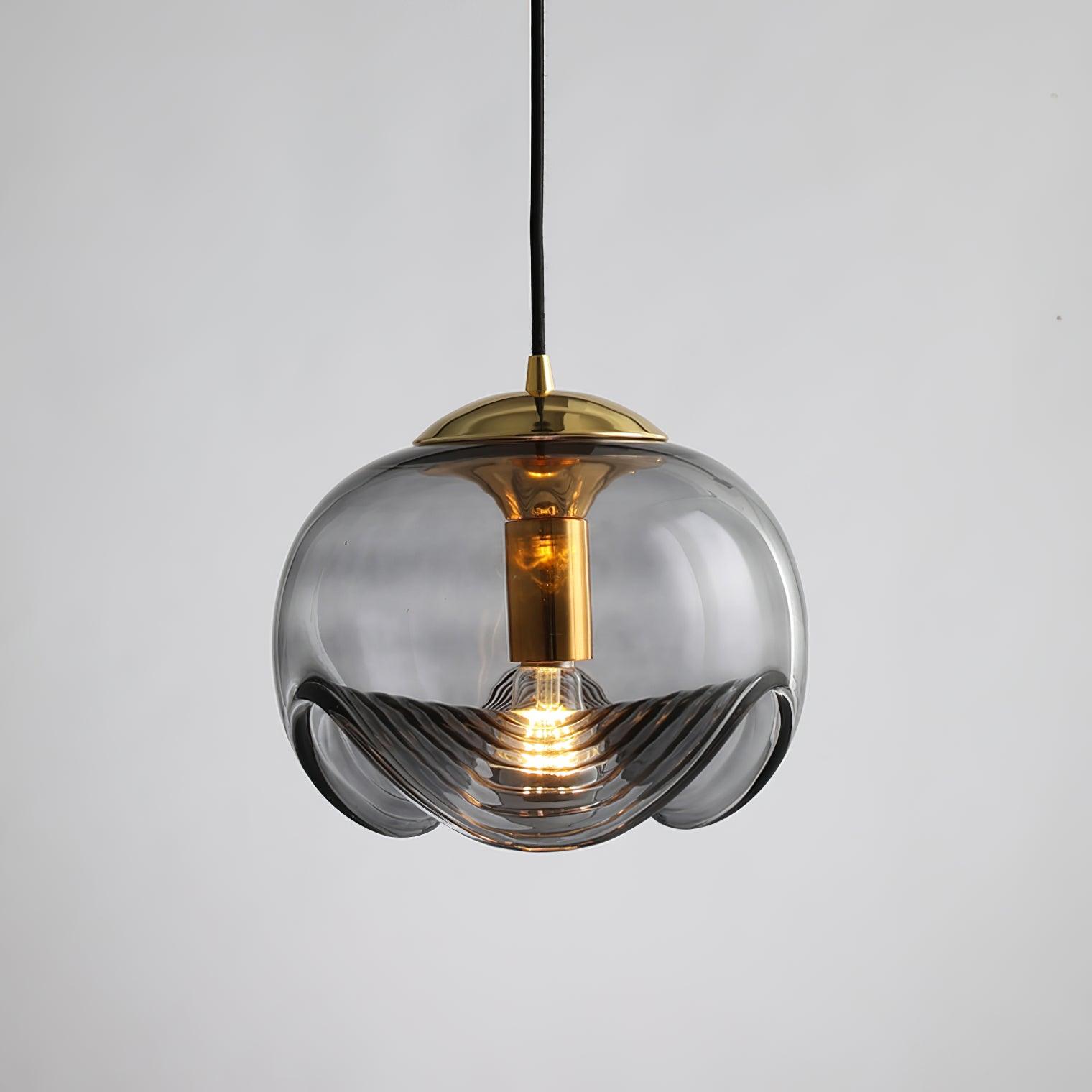 Wave Pendant Lamp | Modern Fluid Glass Hanging Light | E26/E27 LED/Edison Fixture | Adjustable Suspension Ceiling Lighting