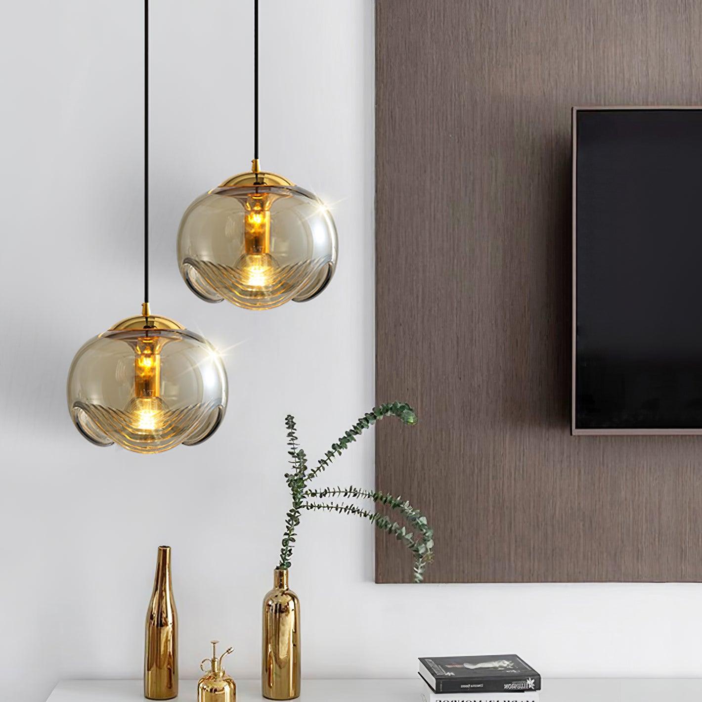 Wave Pendant Lamp | Modern Fluid Glass Hanging Light | E26/E27 LED/Edison Fixture | Adjustable Suspension Ceiling Lighting