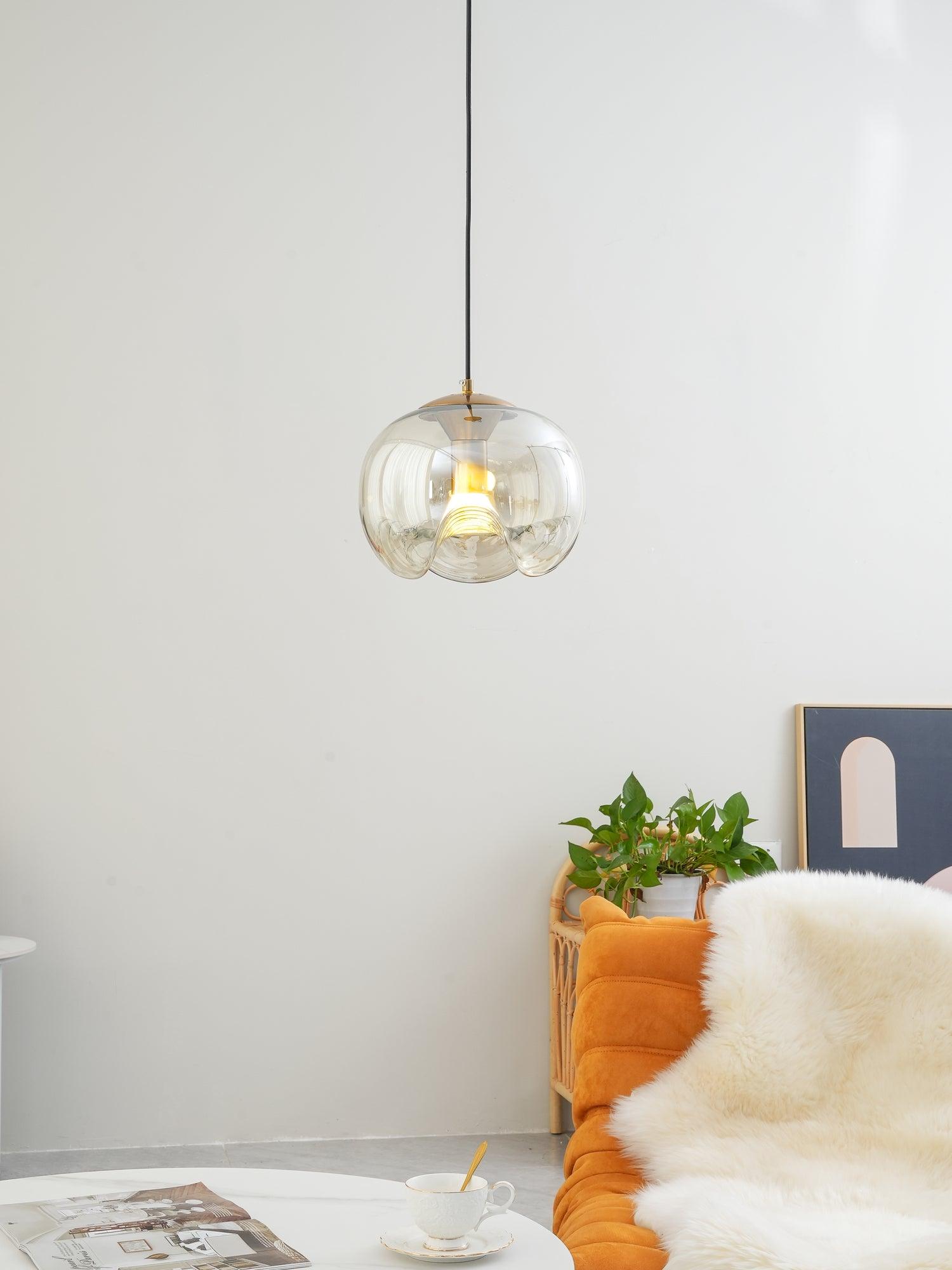 Wave Pendant Lamp | Modern Fluid Glass Hanging Light | E26/E27 LED/Edison Fixture | Adjustable Suspension Ceiling Lighting
