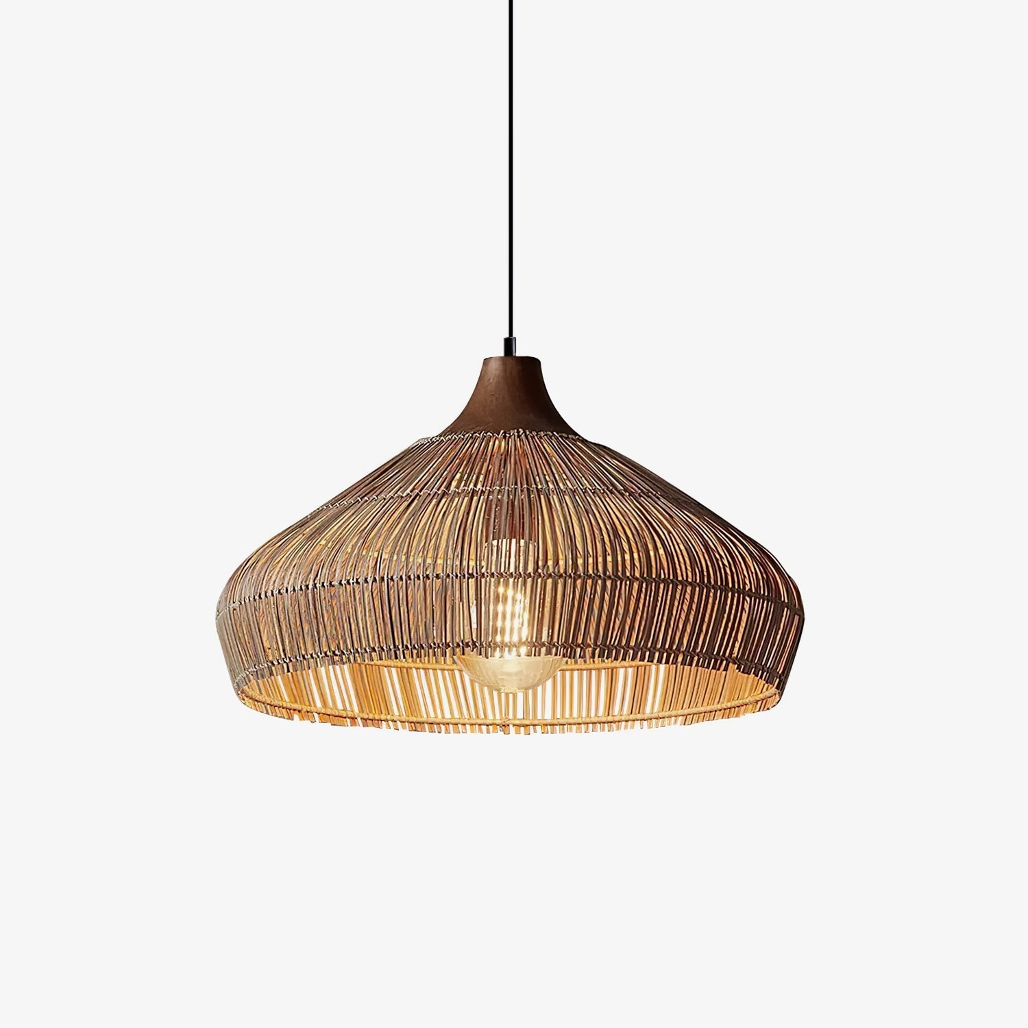 Rattan Hanging Pendant Lamp Boho Ceiling Light Woven Natural Shade | E26 E27 Compatible | Dining Table Living Room Decor Lighting