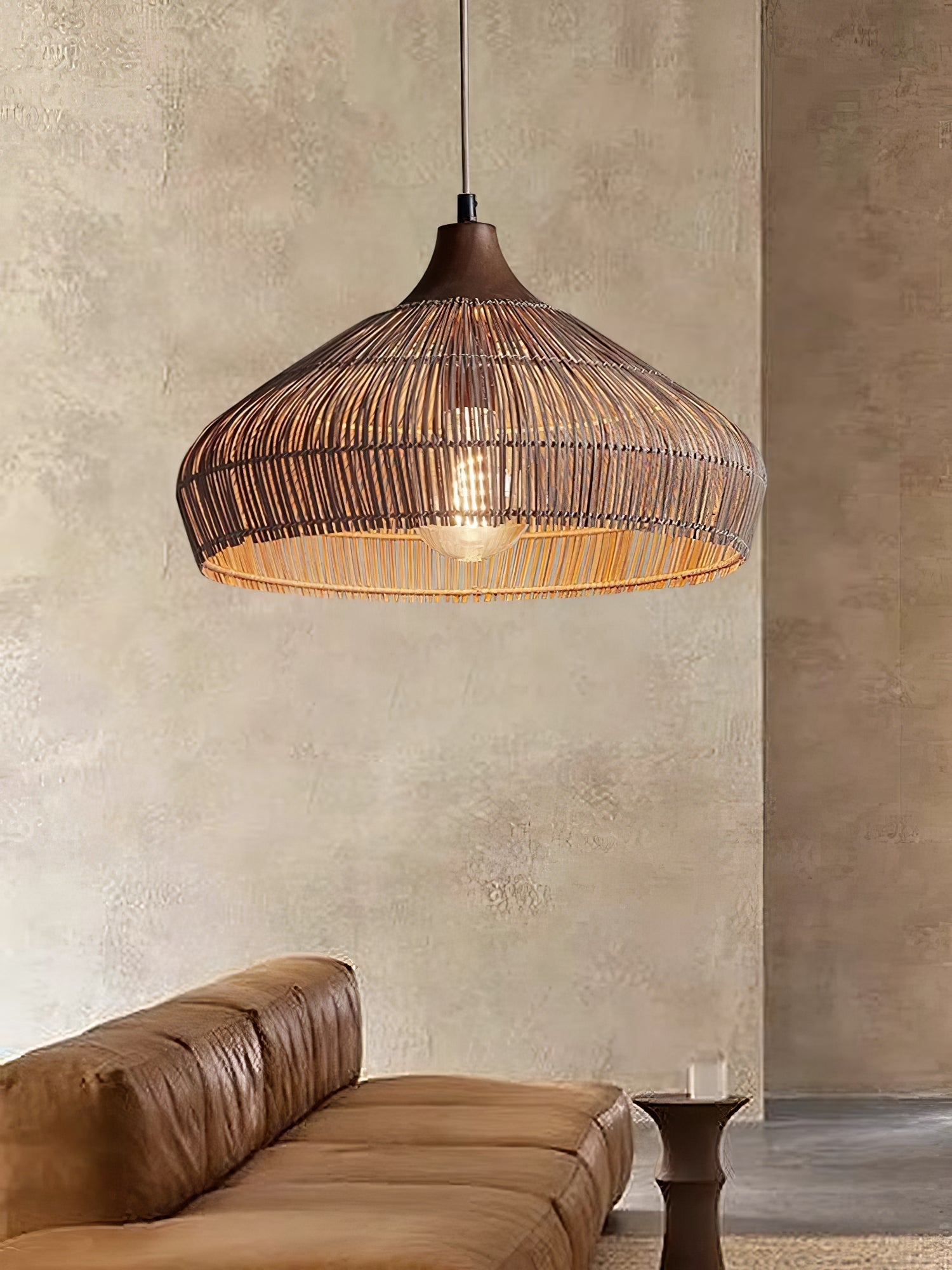 Rattan Hanging Pendant Lamp Boho Ceiling Light Woven Natural Shade | E26 E27 Compatible | Dining Table Living Room Decor Lighting