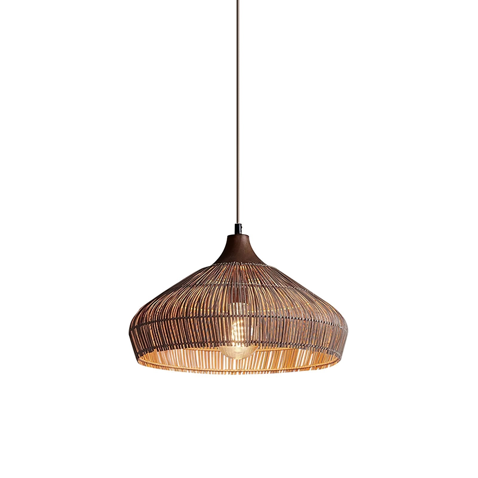 Rattan Hanging Pendant Lamp Boho Ceiling Light Woven Natural Shade | E26 E27 Compatible | Dining Table Living Room Decor Lighting