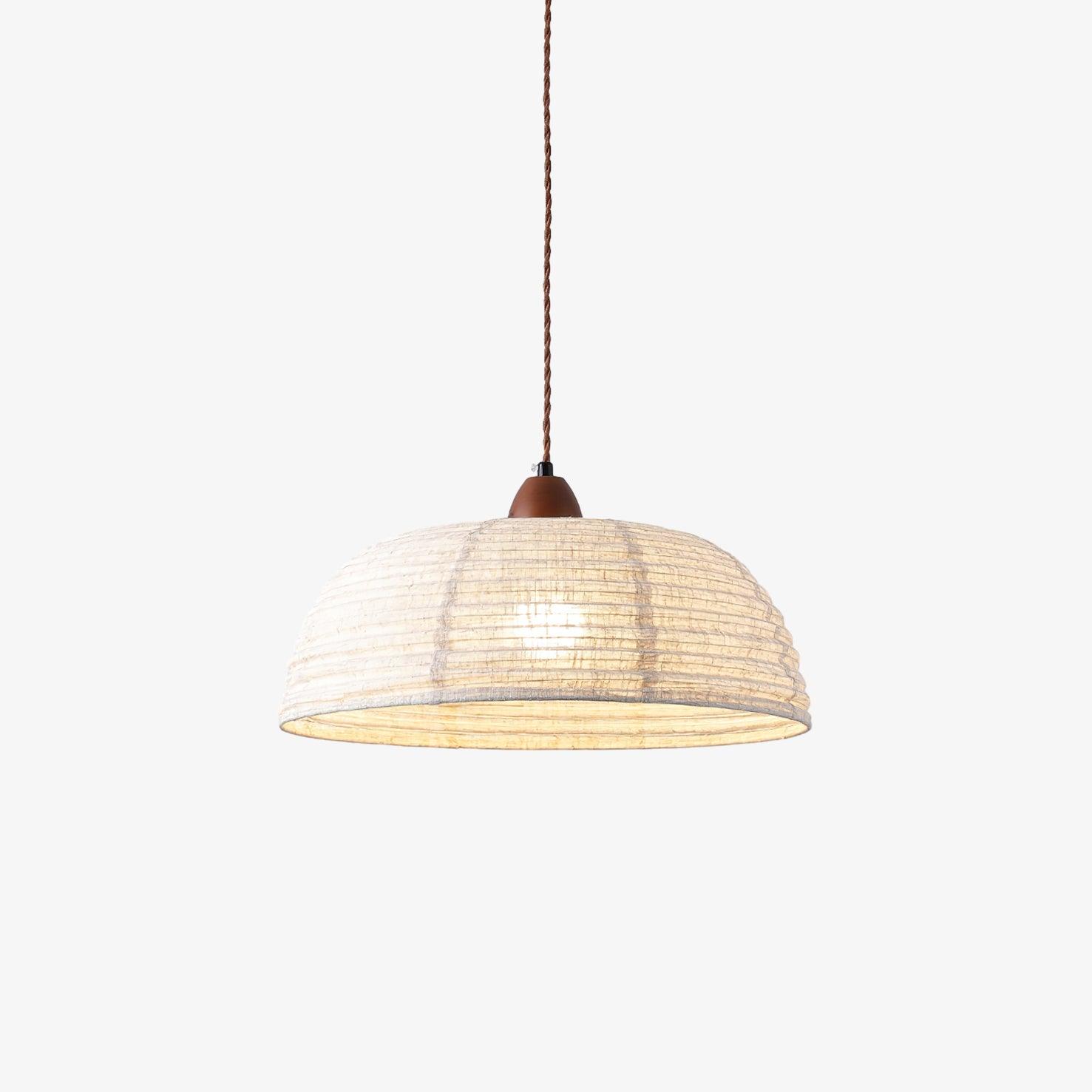 Wood and Fabric Pendant Lamp Scandinavian Natural Hanging Light | Soft Diffused Lighting | E26 E27 Compatible | Dining Living Room Ceiling Light