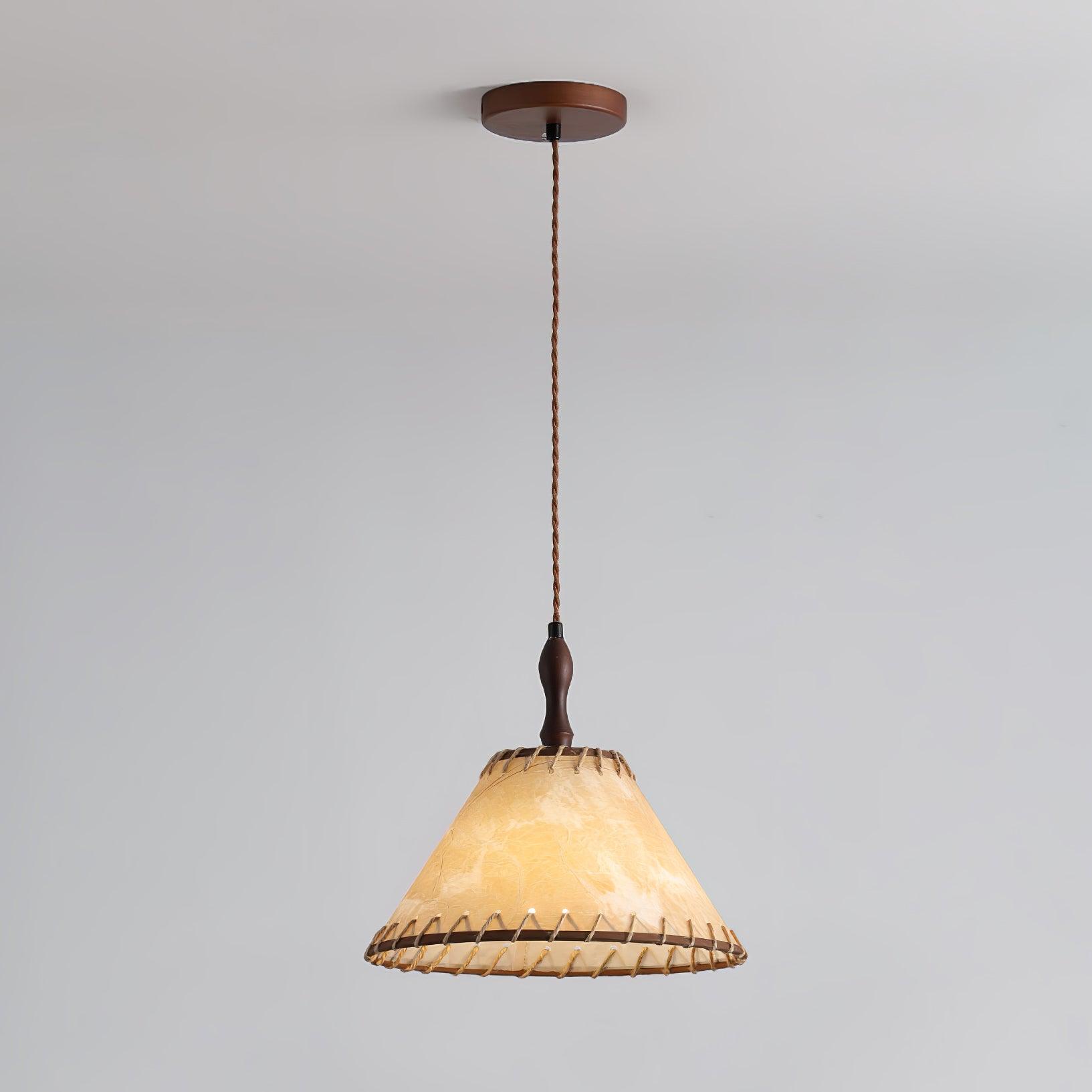 Wood and Fabric Pendant Lamp Scandinavian Natural Hanging Light | Soft Diffused Lighting | E26 E27 Compatible | Dining Living Room Ceiling Light