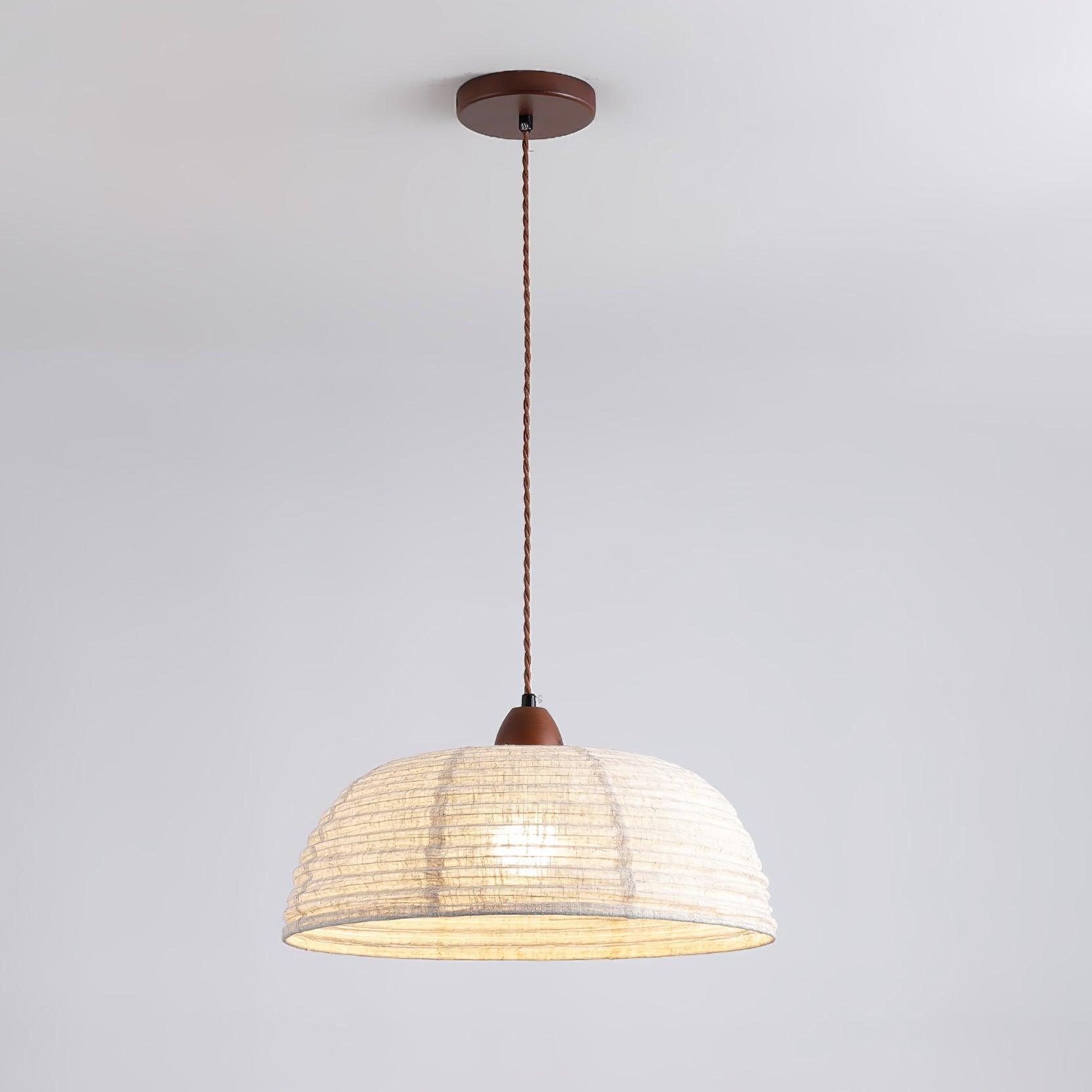 Wood and Fabric Pendant Lamp Scandinavian Natural Hanging Light | Soft Diffused Lighting | E26 E27 Compatible | Dining Living Room Ceiling Light
