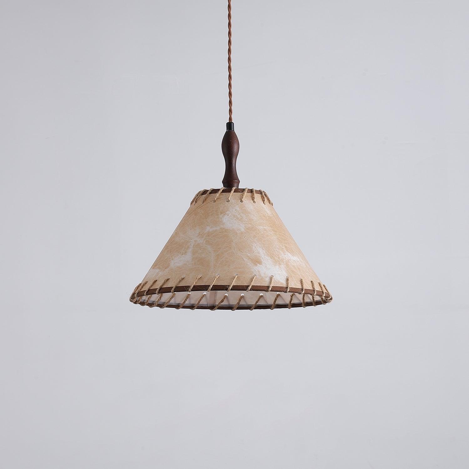 Wood and Fabric Pendant Lamp Scandinavian Natural Hanging Light | Soft Diffused Lighting | E26 E27 Compatible | Dining Living Room Ceiling Light