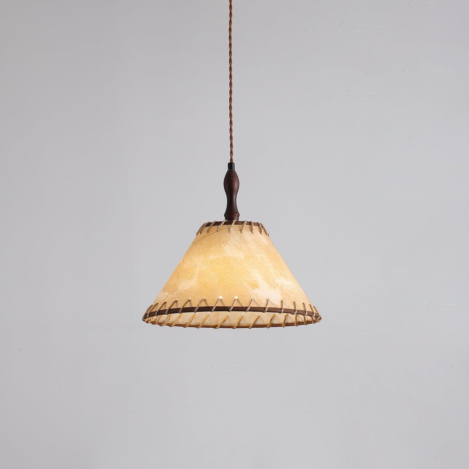 Wood and Fabric Pendant Lamp Scandinavian Natural Hanging Light | Soft Diffused Lighting | E26 E27 Compatible | Dining Living Room Ceiling Light