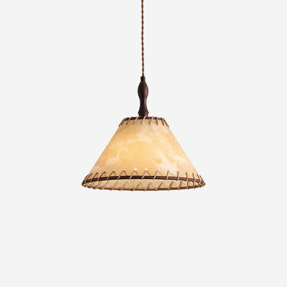 Wood and Fabric Pendant Lamp Scandinavian Natural Hanging Light | Soft Diffused Lighting | E26 E27 Compatible | Dining Living Room Ceiling Light