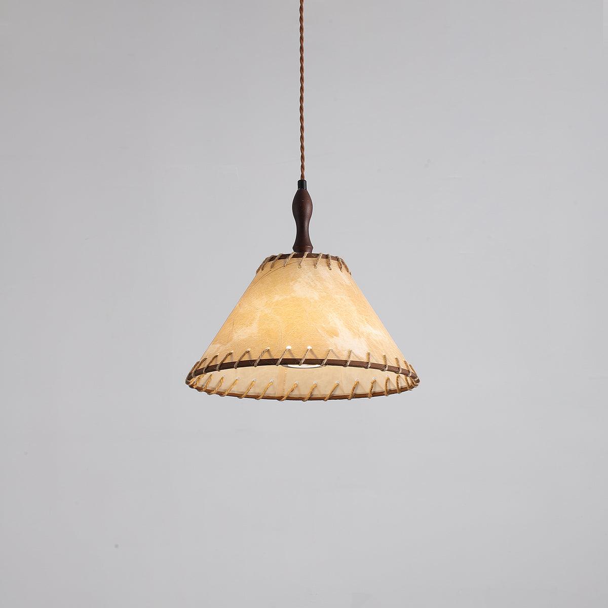 Wood and Fabric Pendant Lamp Scandinavian Natural Hanging Light | Soft Diffused Lighting | E26 E27 Compatible | Dining Living Room Ceiling Light