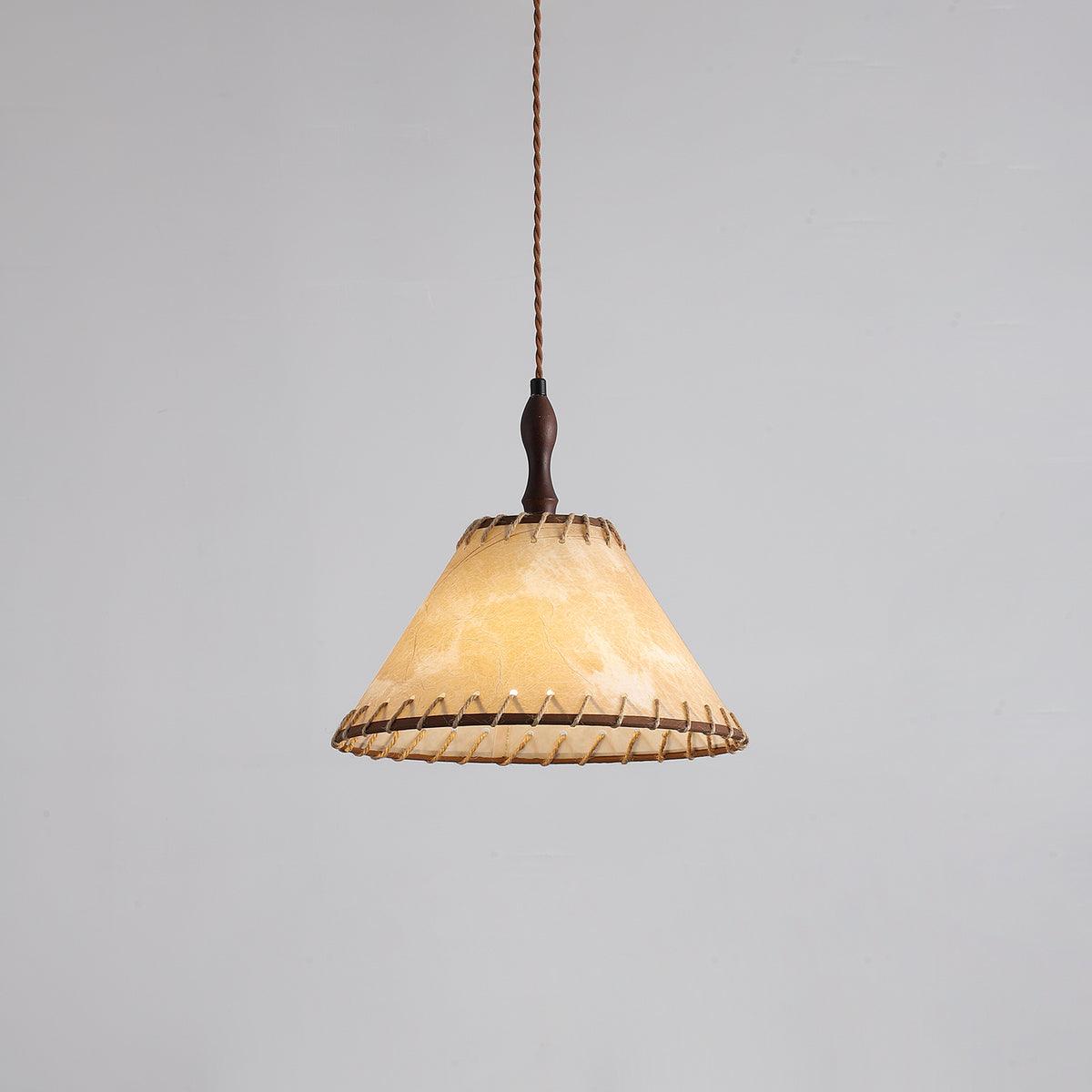 Wood and Fabric Pendant Lamp Scandinavian Natural Hanging Light | Soft Diffused Lighting | E26 E27 Compatible | Dining Living Room Ceiling Light