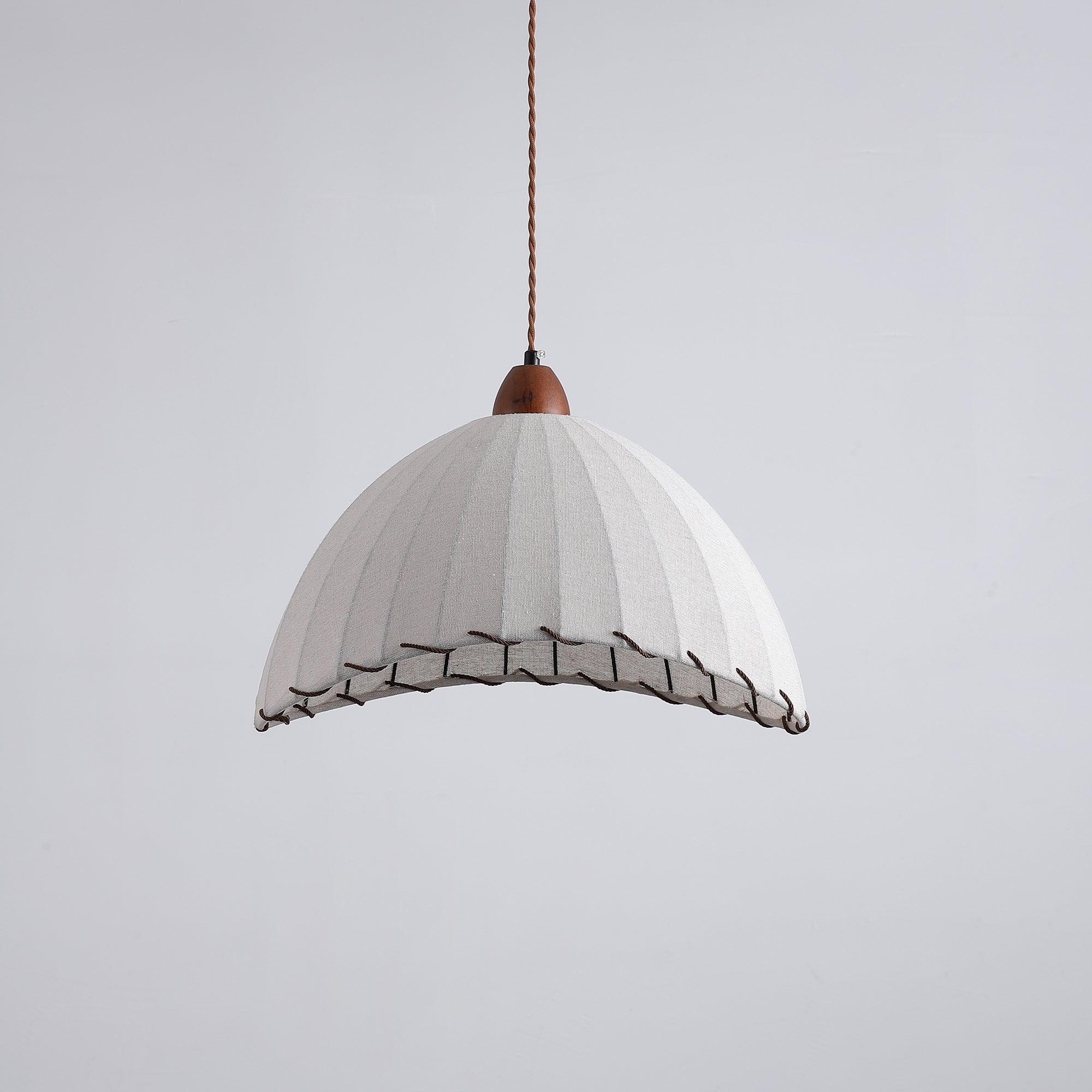 Wood and Fabric Pendant Lamp Scandinavian Natural Hanging Light | Soft Diffused Lighting | E26 E27 Compatible | Dining Living Room Ceiling Light