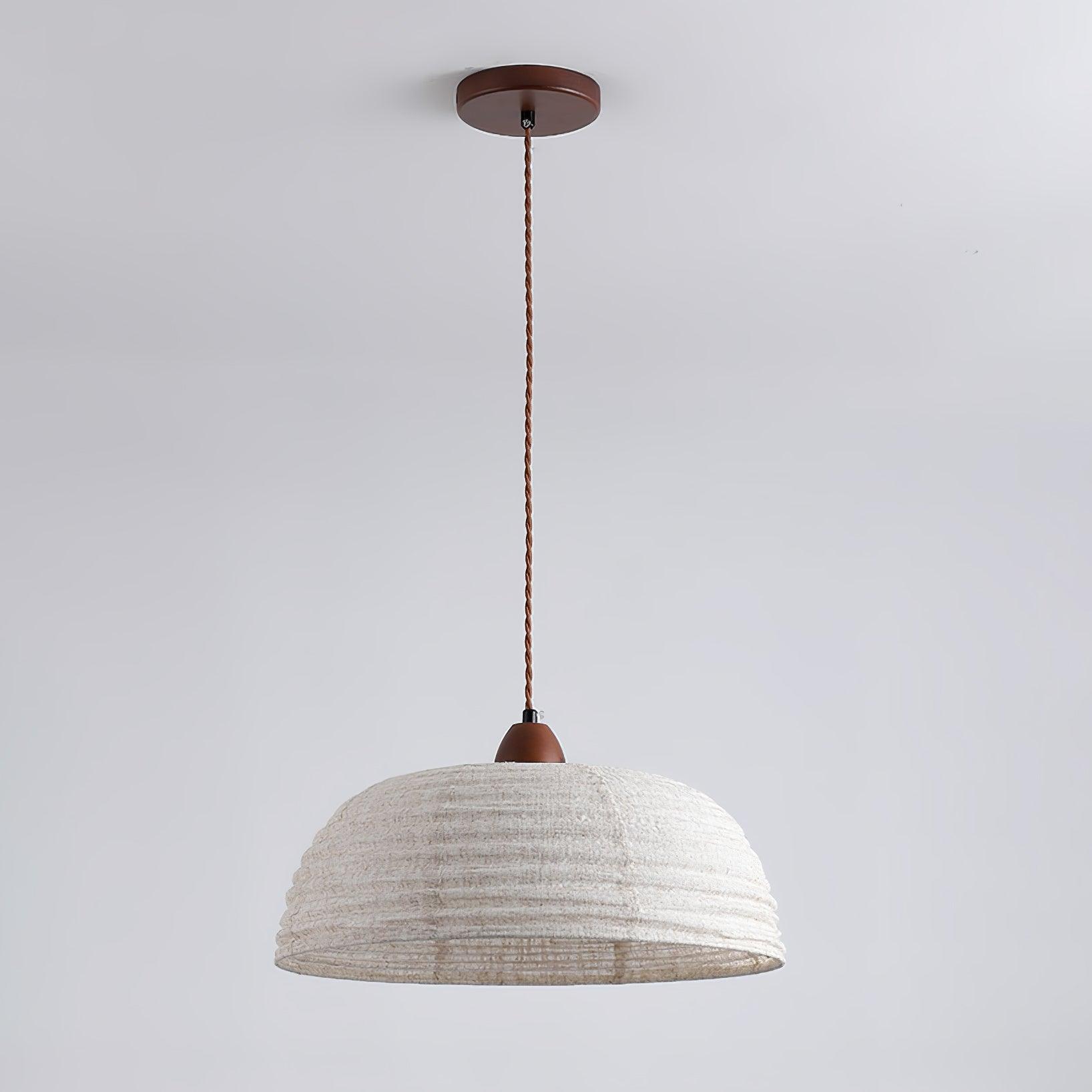 Wood and Fabric Pendant Lamp Scandinavian Natural Hanging Light | Soft Diffused Lighting | E26 E27 Compatible | Dining Living Room Ceiling Light