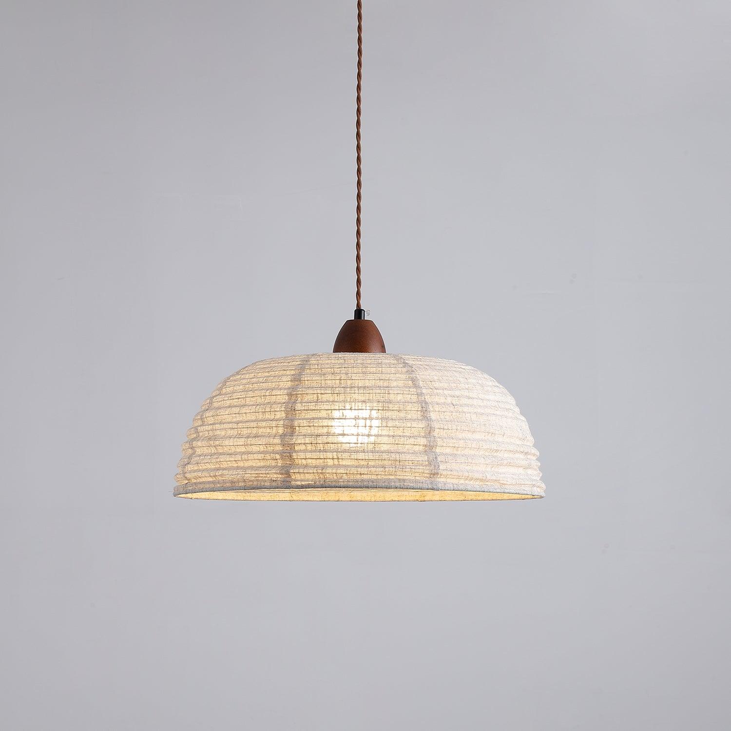 Wood and Fabric Pendant Lamp Scandinavian Natural Hanging Light | Soft Diffused Lighting | E26 E27 Compatible | Dining Living Room Ceiling Light