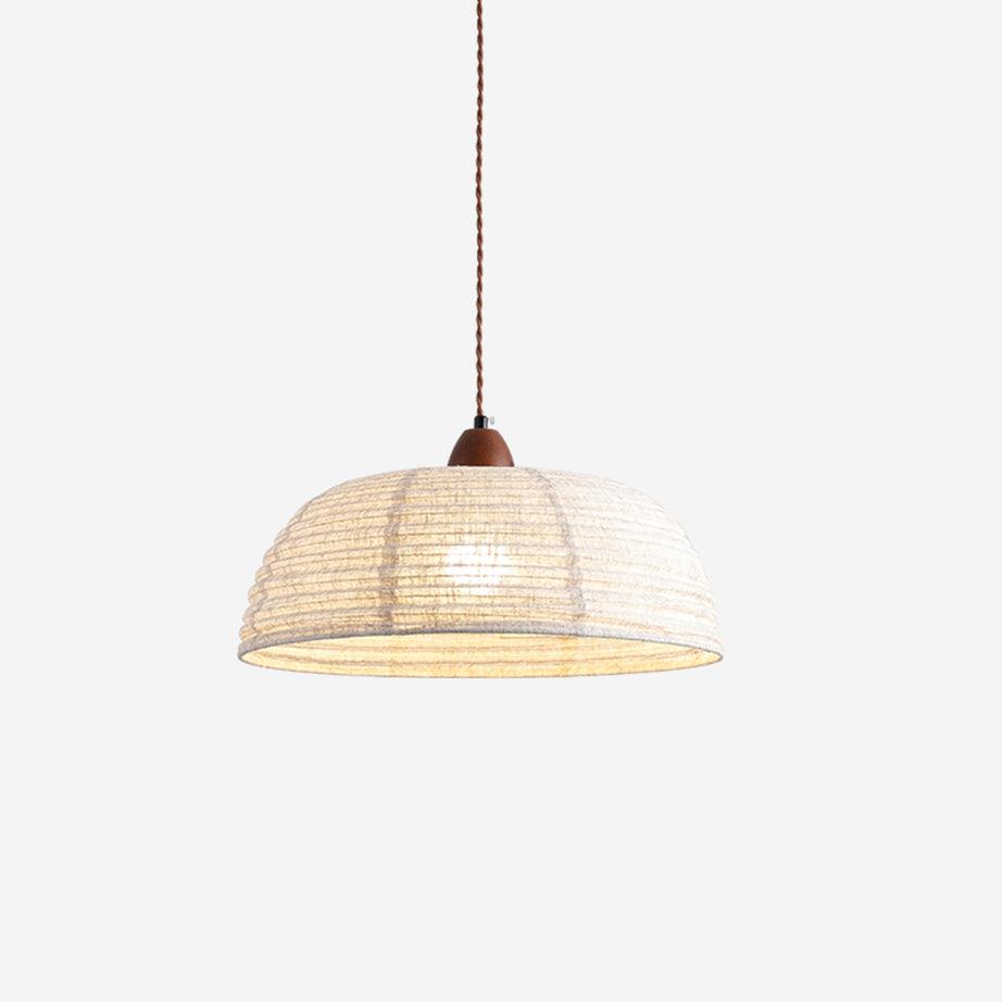Wood and Fabric Pendant Lamp Scandinavian Natural Hanging Light | Soft Diffused Lighting | E26 E27 Compatible | Dining Living Room Ceiling Light