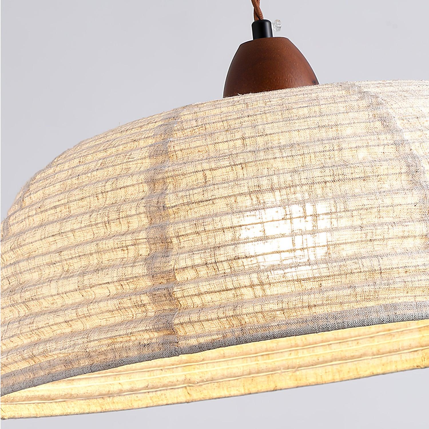 Wood and Fabric Pendant Lamp Scandinavian Natural Hanging Light | Soft Diffused Lighting | E26 E27 Compatible | Dining Living Room Ceiling Light