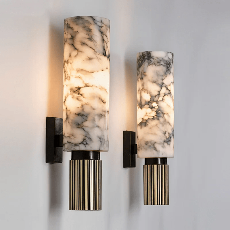 Marble Wall Lamp Modern Design | Natural Stone Wall Light | Copper Finish | E14 LED 5W | Indoor Decorative Lighting