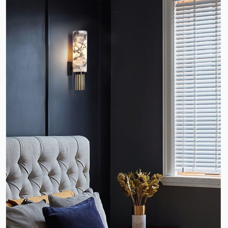 Marble Wall Lamp Modern Design | Natural Stone Wall Light | Copper Finish | E14 LED 5W | Indoor Decorative Lighting