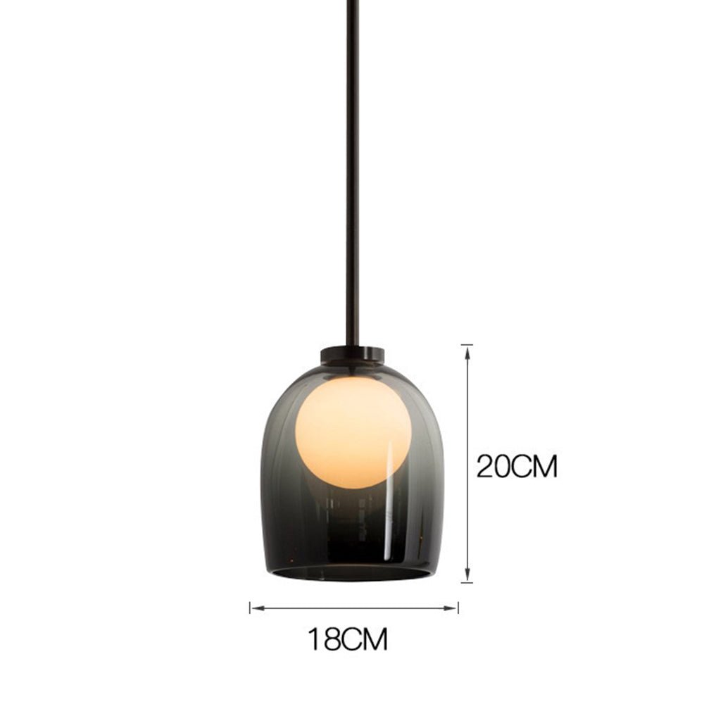 Modern Glass Ball Pendant Lamp Chandelier | G9 Socket Ceiling Light | Metal Frame | Clear Smoke Glass | 18cm