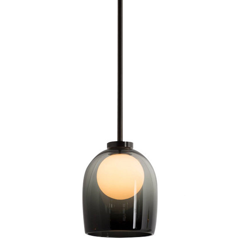 Modern Glass Ball Pendant Lamp Chandelier | G9 Socket Ceiling Light | Metal Frame | Clear Smoke Glass | 18cm