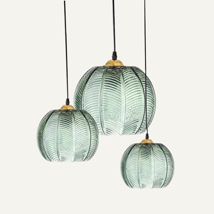Aalin Pendant Light | Matte Glass Leaf Pattern LED Ceiling Lamp | Adjustable Chain | Dining & Living Room