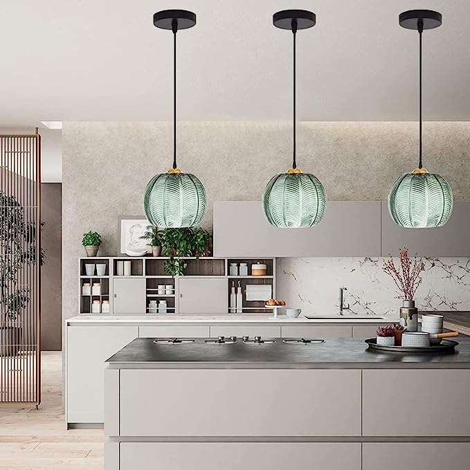 Aalin Pendant Light | Matte Glass Leaf Pattern LED Ceiling Lamp | Adjustable Chain | Dining & Living Room