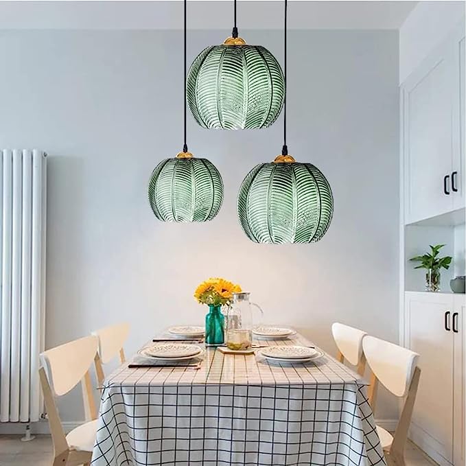 Aalin Pendant Light | Matte Glass Leaf Pattern LED Ceiling Lamp | Adjustable Chain | Dining & Living Room
