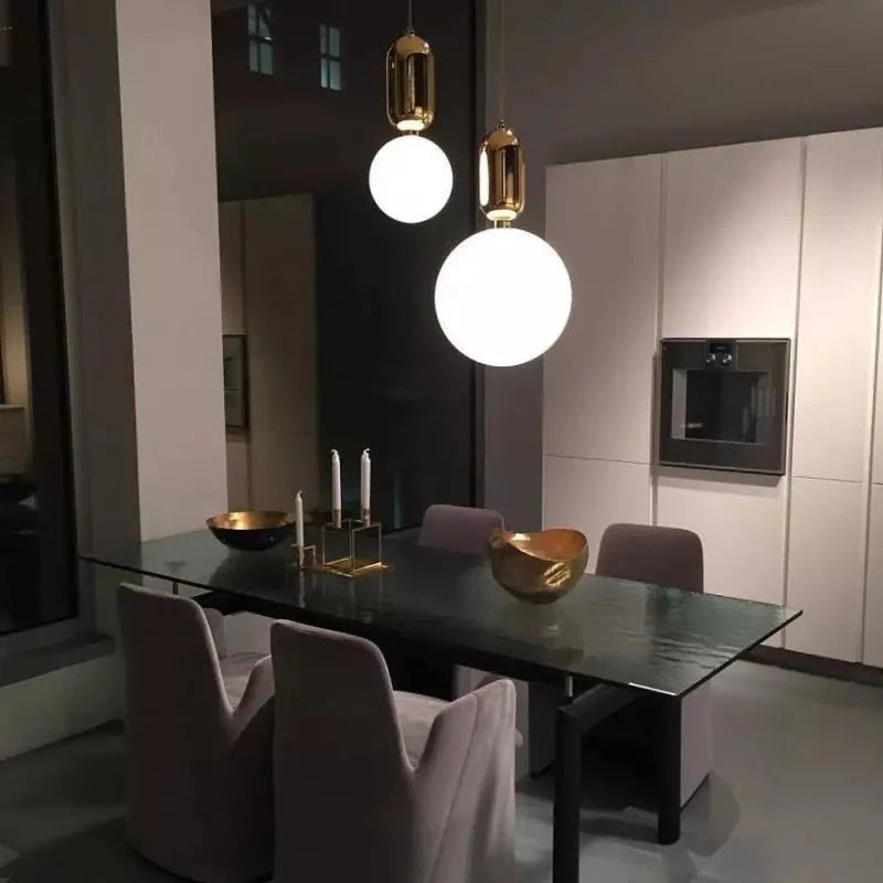 Spherical Pendant Lamp for Dining & Living Room | Glass Globe Design | G9 Light Source | Modern Minimalist Ceiling Lighting