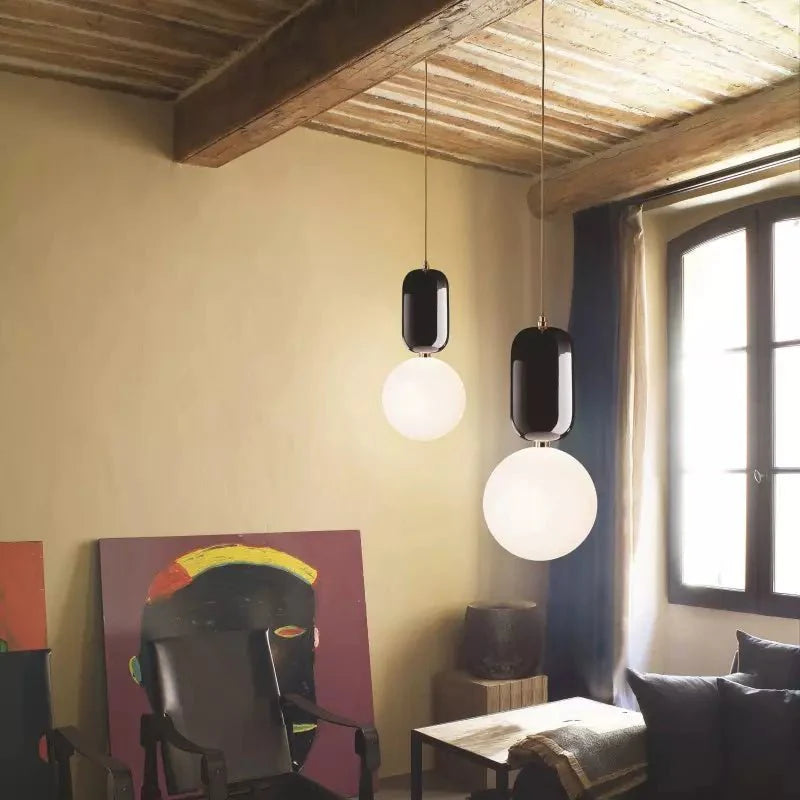 Spherical Pendant Lamp for Dining & Living Room | Glass Globe Design | G9 Light Source | Modern Minimalist Ceiling Lighting