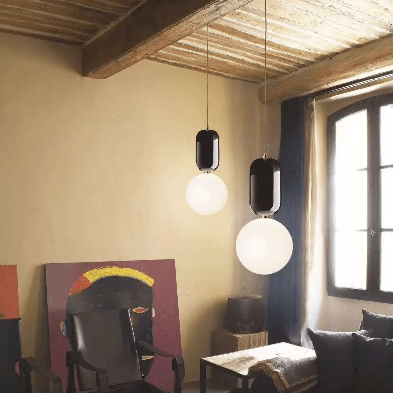 Spherical Pendant Lamp for Dining & Living Room | Glass Globe Design | G9 Light Source | Modern Minimalist Ceiling Lighting