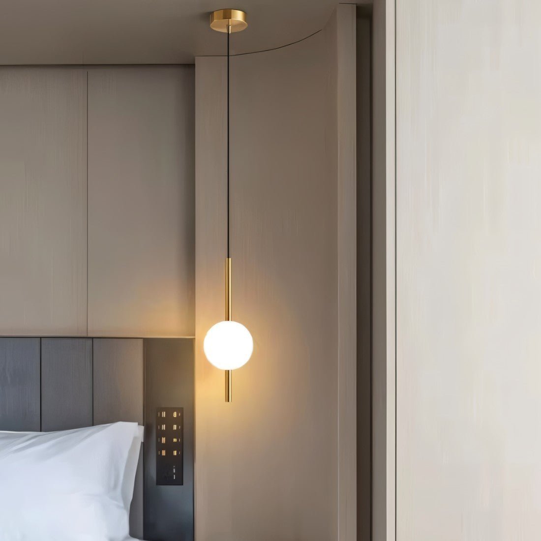 Afzal Pendant Light | Acrylic Globe LED Ceiling Lamp | Adjustable Metal Chain | Scandinavian Modern Interior