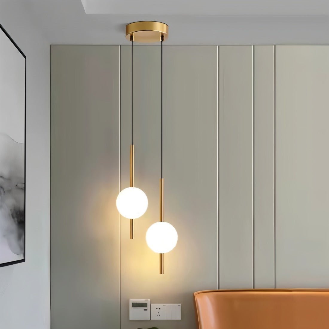 Afzal Pendant Light | Acrylic Globe LED Ceiling Lamp | Adjustable Metal Chain | Scandinavian Modern Interior