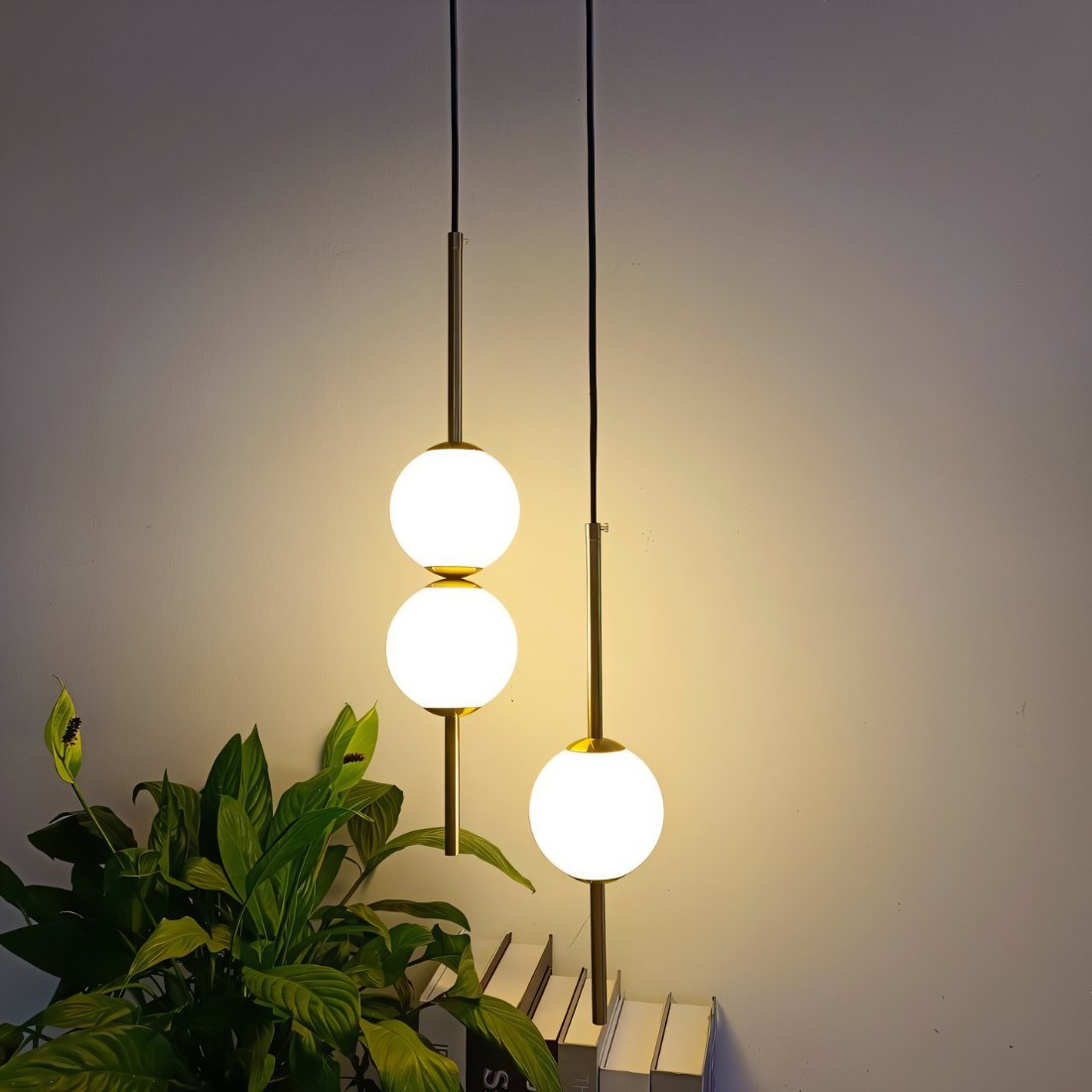 Afzal Pendant Light | Acrylic Globe LED Ceiling Lamp | Adjustable Metal Chain | Scandinavian Modern Interior