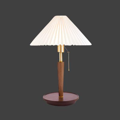 Vintage Pleated Wooden Table Lamp