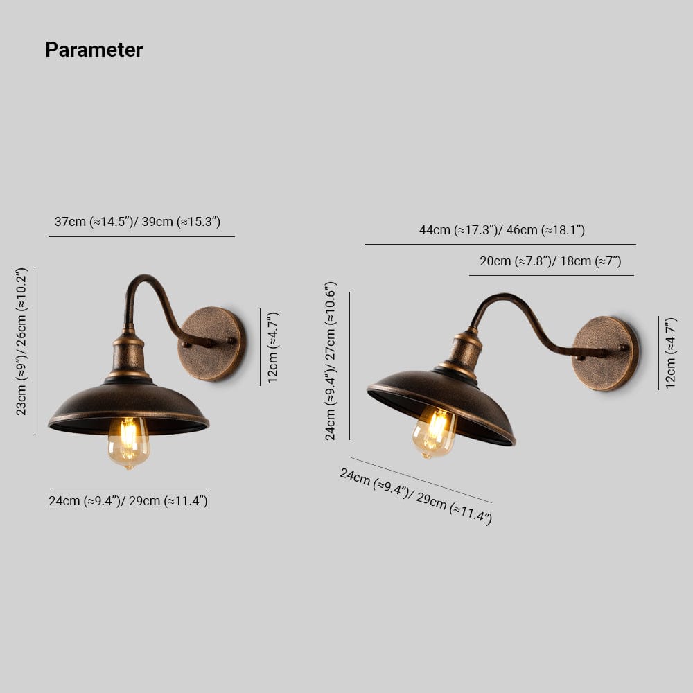 Rustic Outdoor Wall Lamp Antique Brass Bowl Design | IP65 Waterproof LED Light | E27 Wired Patio Garden Lighting Alessio