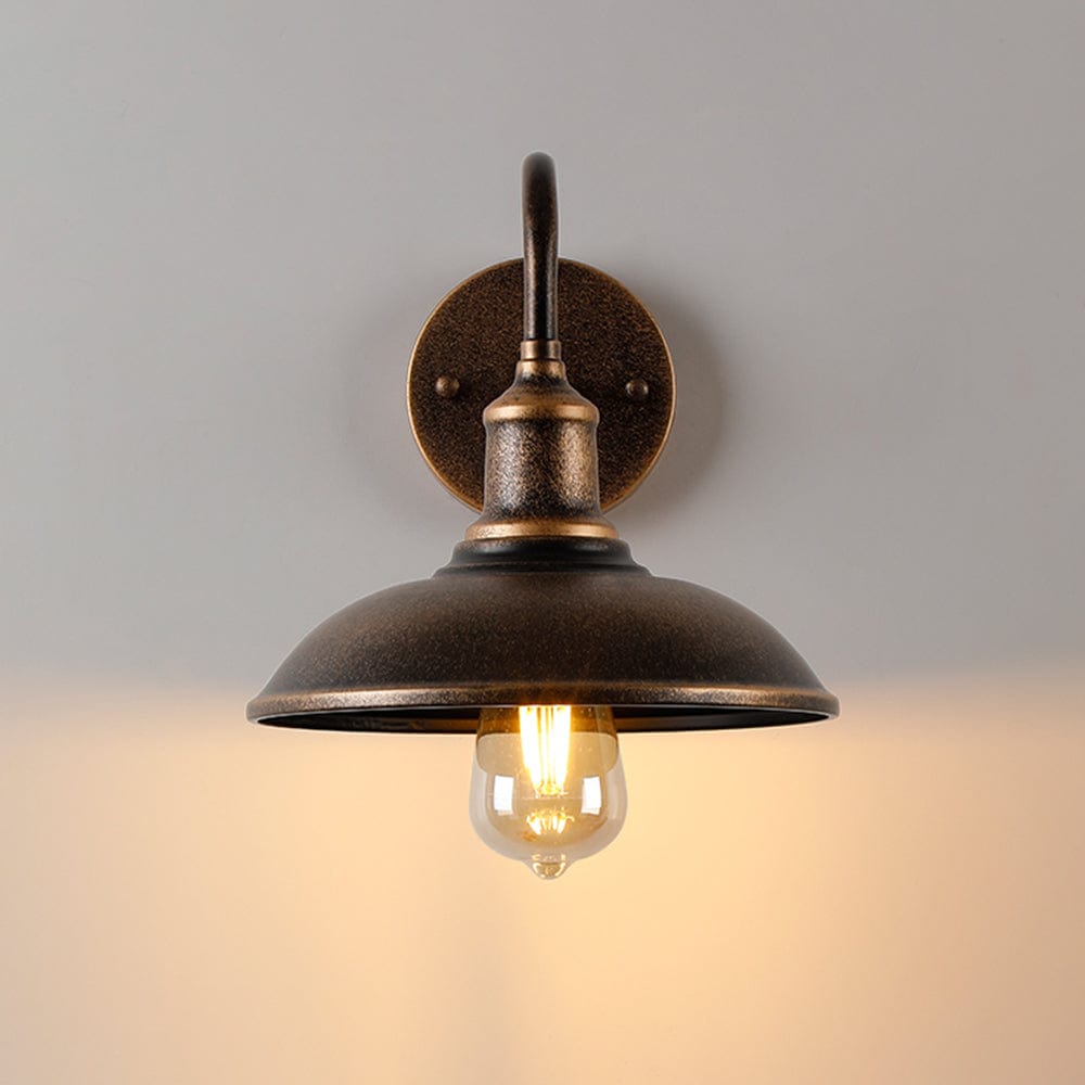Rustic Outdoor Wall Lamp Antique Brass Bowl Design | IP65 Waterproof LED Light | E27 Wired Patio Garden Lighting Alessio