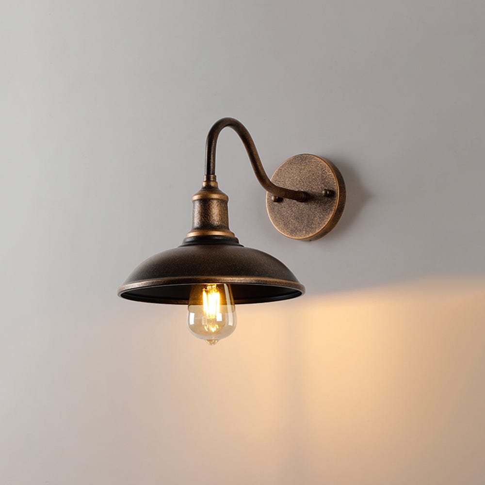 Rustic Outdoor Wall Lamp Antique Brass Bowl Design | IP65 Waterproof LED Light | E27 Wired Patio Garden Lighting Alessio
