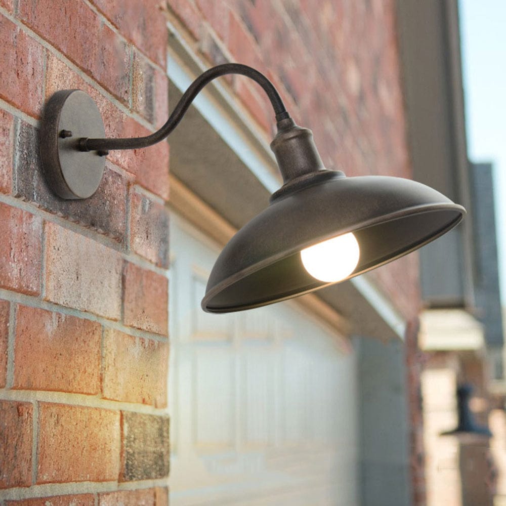 Rustic Outdoor Wall Lamp Antique Brass Bowl Design | IP65 Waterproof LED Light | E27 Wired Patio Garden Lighting Alessio