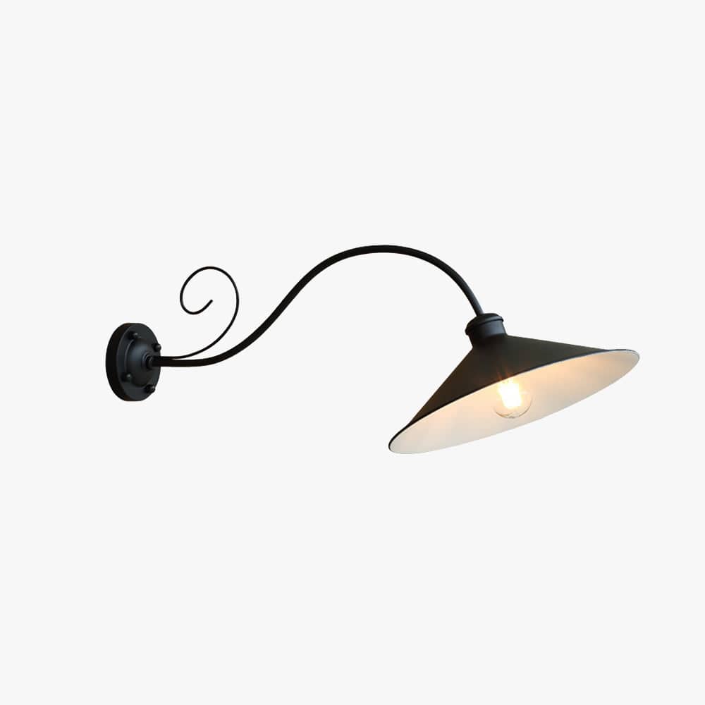 Vintage Outdoor Wall Lamp Hat Design | IP65 Waterproof LED Light | Metal Black or Antique Silver | E26 Wired Patio Terrace Lighting Alessio