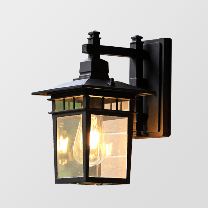 Alessio Black Deco Outdoor Wall Lamp | Adjustable Metal & Glass Sconce | Weatherproof E27 Light | Garden Terrace Balcony