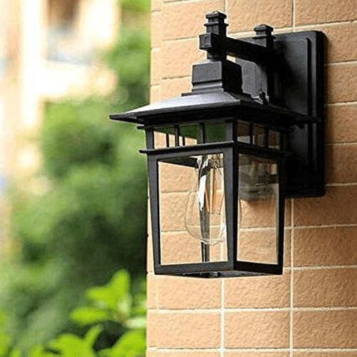 Alessio Black Deco Outdoor Wall Lamp | Adjustable Metal & Glass Sconce | Weatherproof E27 Light | Garden Terrace Balcony