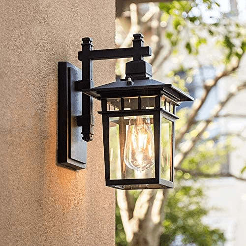 Alessio Black Deco Outdoor Wall Lamp | Adjustable Metal & Glass Sconce | Weatherproof E27 Light | Garden Terrace Balcony