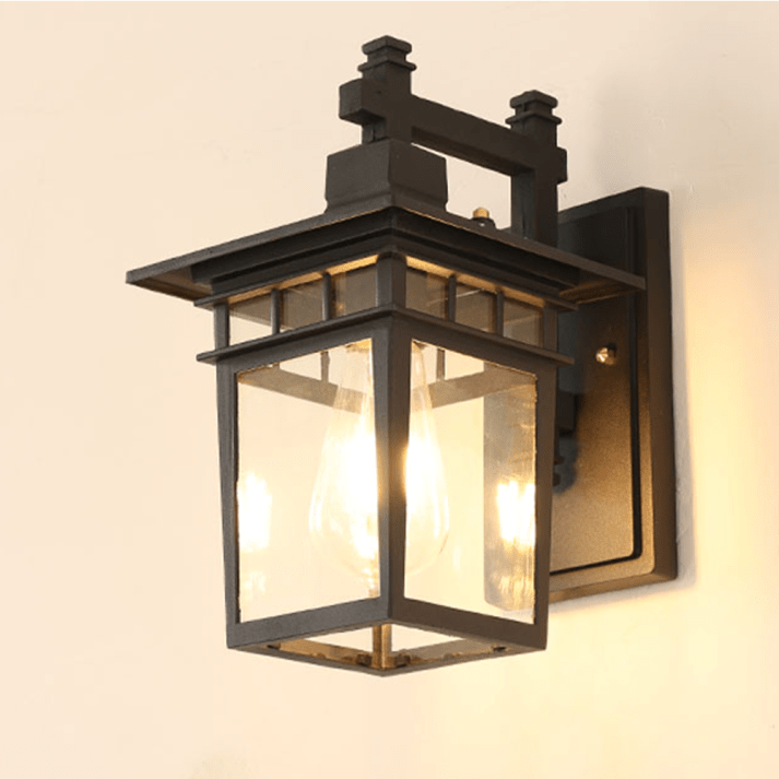 Alessio Black Deco Outdoor Wall Lamp | Adjustable Metal & Glass Sconce | Weatherproof E27 Light | Garden Terrace Balcony