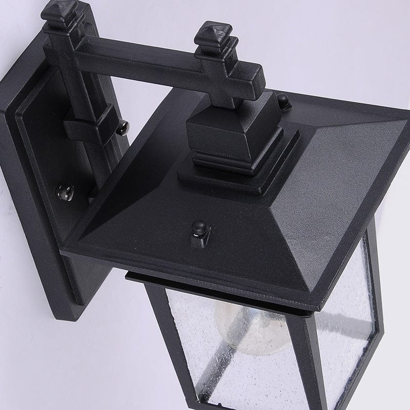 Alessio Black Deco Outdoor Wall Lamp | Adjustable Metal & Glass Sconce | Weatherproof E27 Light | Garden Terrace Balcony