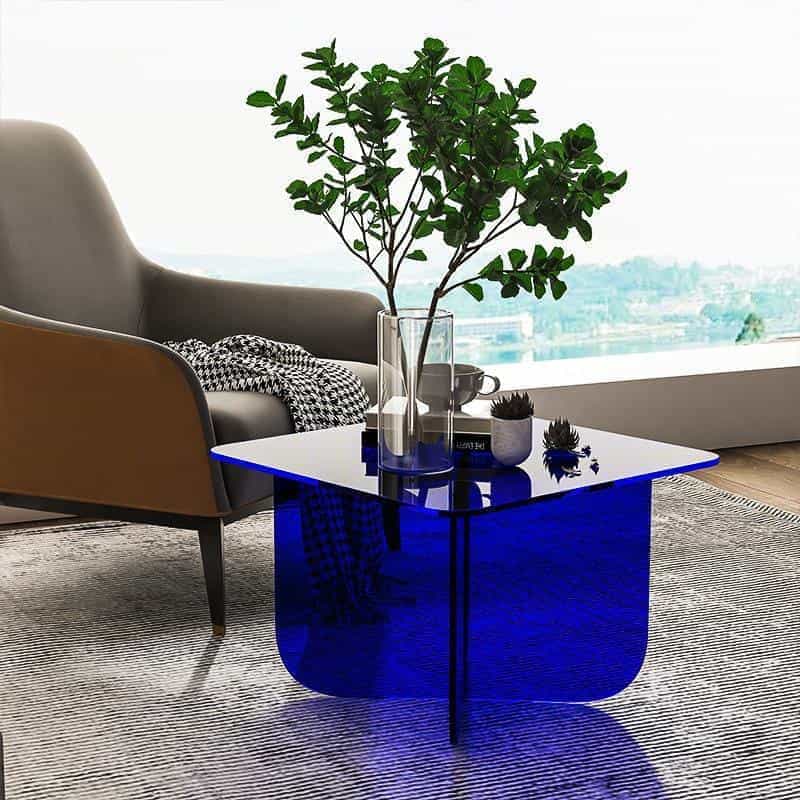 Ravelli Modern Coffee Table | Transparent Acrylic Center Table 50x40 cm | Scratch-Resistant Minimalist Living Room Table, 10mm Thick