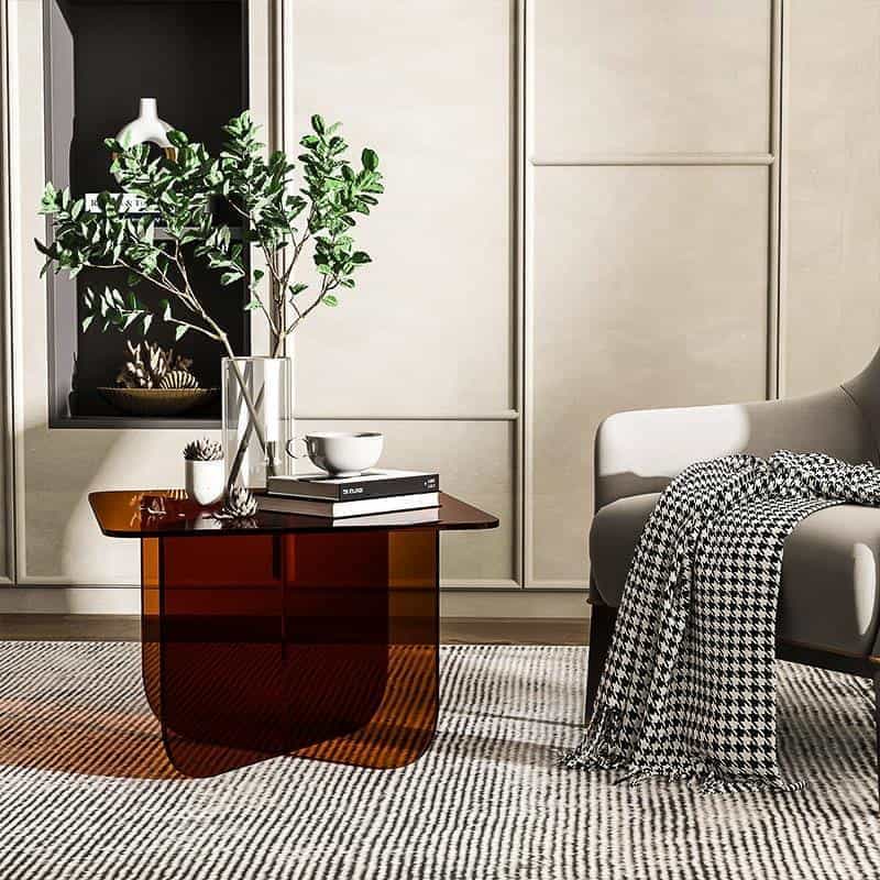 Ravelli Modern Coffee Table | Transparent Acrylic Center Table 50x40 cm | Scratch-Resistant Minimalist Living Room Table, 10mm Thick
