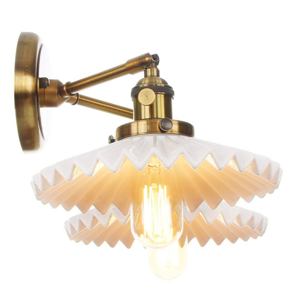 Antique Ceramic Double Wall Lamp | Dual Light Fixture Gold Finish | E26 E27 60W | Vintage Indoor Wall Lighting
