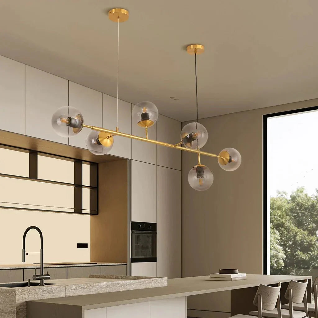 Glass Globe Pendant Light Multi Shade | Metal Frame E27 Max 40W | Opal Clear Smoke Amber | Modern Dining Living Room Lighting Anzo