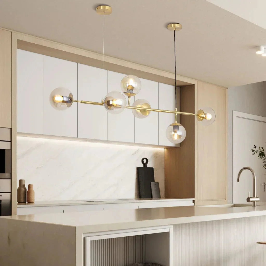 Glass Globe Pendant Light Multi Shade | Metal Frame E27 Max 40W | Opal Clear Smoke Amber | Modern Dining Living Room Lighting Anzo